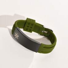 1 pezzo Bracciale regolabile in acciaio inossidabile e silicone con inciso il simbolo IP medico personalizzato, unisex per uso casual, per la Festa del papà, regalo per amici