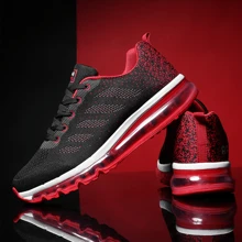 Frysen Men's/Women's Sports Shoes, Running Shoes With Air Cushion, Trainers, Tread Sole, Lightweight Shoes BlackRed 34-46 EU