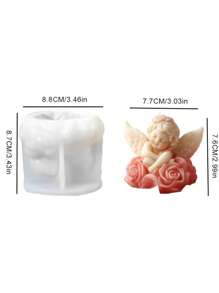 Silicone Resin Casting Molds For Flower Angel Candles, Winged Cherub Candle Mold With Rose Detail, Angel Concrete Plaster Mold For DIY Crafting