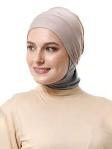 1pc Arab Dubai/Turkish Classic Solid Color Soft, Breathable, Stretchy Wide-Banded Sweat-Absorbent Non-Slip Multifunctional Hair Band Headscarf, Suitable For Sports, Yoga, Makeup And Daily Wear - Gray Beige - View 9