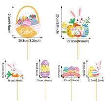 20 palillos de madera para Pascua, decorativos, con forma de conejito, para rellenar jarrones y decorar el hogar. - Multicolor - Ver 2