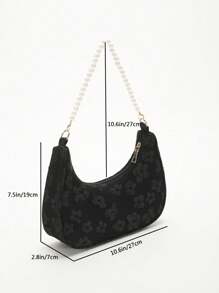 Kids Faux Pearl Flower Decorated Fashionable Casual Shoulder Bag