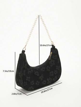 Kids Faux Pearl Flower Decorated Fashionable Casual Shoulder Bag