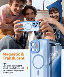 Magnetic Compatible With IPhone 16/15/14/13/12/11 Series Case, Upgraded [Full Camera Protection] [Compatible With Magsafe] [Translucent Matte] Shockproof Protective Phone Case Gift For Birthday, Mother, Family, Friends, Boyfriend, Girlfriend - Baby Blue - View 2