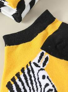 2 双趣味斑马印花袜子男女时尚袜子新奇动物袜子 - 彩色 - 查看 5