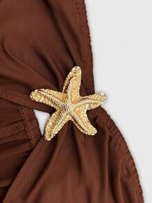 女士性感镂空抹胸海星金属装饰紧身连衣裙，露背Y2K优雅晚宴派对婚礼宾客鸡尾酒礼服，别致镂空设计连衣裙，春夏秋季