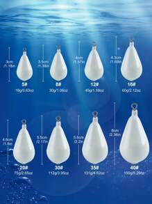 GOTURE 5/10件装发光钓鱼吊坠套装，18-150克，低频铸铅吊坠，带旋转环，防缠绕，适用于船钓、海钓、淡水通用钓鱼 - 白色 - 查看 2