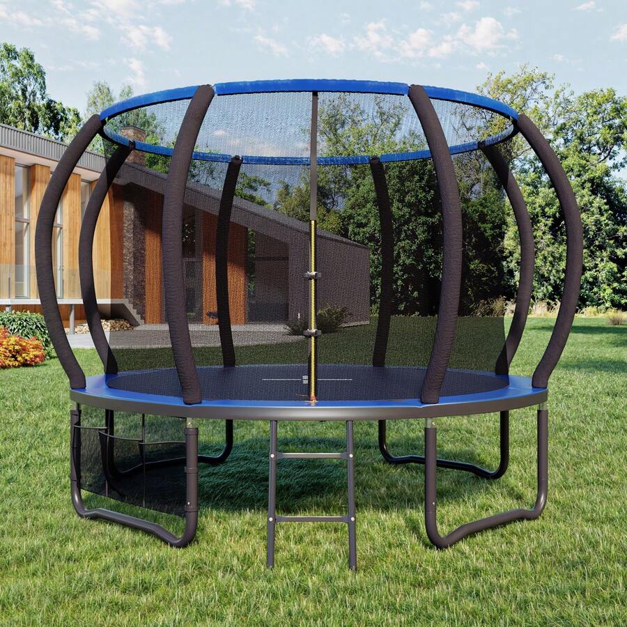 Devoko Garden Trampoline For Children, Ø 228/305/366/427 Cm, GS-Certified, Outdoor Trampoline With Safety Net, Ladder And Gloves, Pumpkin Design, Max. Load Capacity 50–150 Kg - Màu xanh lam - Xem 1