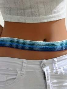 10pcs/Set Boho Style Pink Beaded Waist Chain And Body Chain Jewelry Set For Women - Pink - View 3