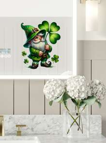 1pc St. Patrick's Day Dwarf Decal - Self-Adhesive Waterproof PVC Sticker With Herringbone Pattern, Square Shape For Bathroom, Window, Fridge & Ceramic Surface Decor Gifts Birthday Graduation Room Decor Home Decor Wall Decor Bathroom Decor Bedroom Decor Room Decoration Stuff Living Room Decor House Decor Home Decor Living Room Wall Art Wall Paper Stickers