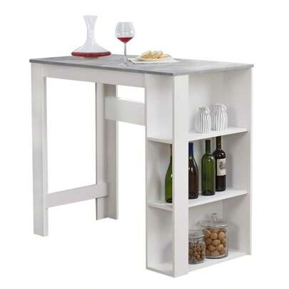 Mesa auxiliar de comedor, mesa de bar, mesa de bar estrecha rectangular, mesa de cocina con 3 estantes de almacenamiento, mesa auxiliar estrecha para el hogar (blanca, 120 x 60 x 105,5 cm)