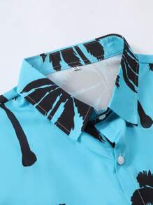 Men's Casual Short Sleeve Shirt, Summer Men's White & Black Letter Print
