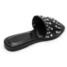 Rivet Strap Design Slippers, Ergonomic Footbed, Suitable For Casual Wear - Black - View 4