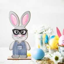 1 Set Easter Bunny Decorations Sign Wooden Tabletop Sign Spring Easter Bunny Carrot Decorations Tabletop Decor Rustic Rabbit Bunny Easter Theme Party Decor For Spring Farmhouse Table Centerpiece Decor Tiered Tray Decor Gifts Birthday Graduation