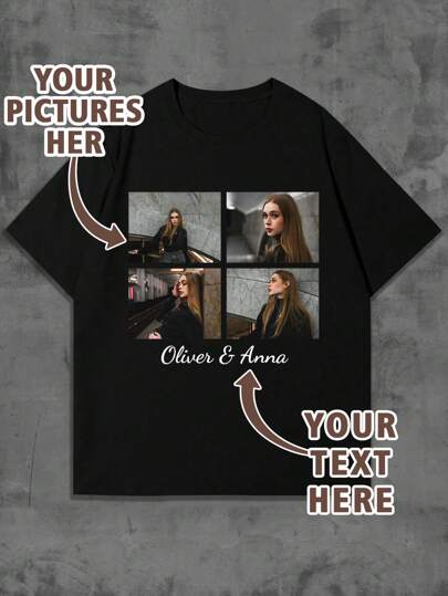 Camiseta personalizada con foto impresa para hombre, personaliza tu texto y foto como regalo para el novio