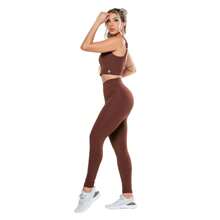 Women's Zero Transparency Set Top + Leggings Polyamide Cold Touch High Compression UV50+ - 鏽棕色 - 查看 5