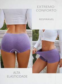 Kit With 3 WOMEN'S BOXER UNDERWEAR Soft High Elasticity Extreme Comfort (Lingerie Panties Bra) - Multicolor - View 3
