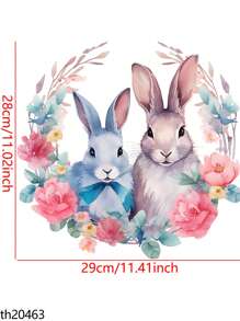 1 pièce Autocollant de décoration de salle de bain avec motif de lapin et d'œuf de Pâques, convient pour le siège des toilettes, le réservoir et l'embellissement de la salle de bain