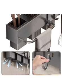 Soporte de pared para cocina organizador de utensilios - Negro - Ver 3