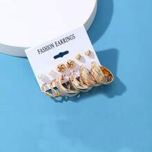 A Set Of 11 Different Styles Of Luxurious Court-Style Love Butterfly Flower Earrings - Gold - View 6