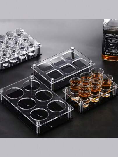 24-Piece Shot Glass Tray Rack, Transparent Acrylic Test Tube Bottle Shot Glass Rack, Wine Glass Tray, Cup Storage Rack, Wine Glass Display Rack, Bar Accessories, Whiskey Tequila Glass Rack, Suitable For Parties, Bars, Clubs, Family Gatherings, Father's Day Gifts For Dad - (In Order To Prevent Scratches During Express Transportation, The Product Comes With A Protective Film, Which Will Be More Beautiful And Shiny After Tearing It Off)