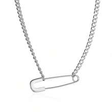 1 pièce Collier épingle de sûreté unique et simple, pendentif chaîne de clavicule au design subtil, accessoire de couple personnalisé