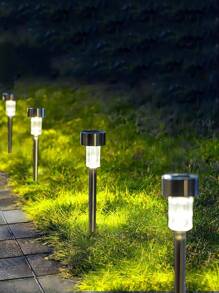 12pcs/10pcs Solar Stainless Steel Outdoor Pathway Lights, Waterproof Solar Powered Garden Decor Lights For Halloween, Christmas, Thanksgiving And Other Outdoor Holidays, Stainless Steel LED Landscape Path Lights, Solar Powered, Decorate Your Garden, Patio, Walkway, Driveway, Lawn - Multicolor - View 3