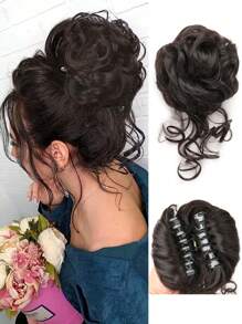 Pièce de chignon désordonné, chouchou, extension de cheveux pour chignon ébouriffé, queue de cheval bouclée et ondulée, chignon synthétique pour femmes et filles, mariage