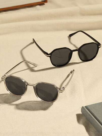 2pcs Teen Fashion Full Frame Round Frame Rice Nail Glasses - Accessories For Vacation Travel Street Photography