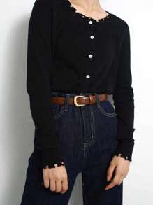1 pieza Cinturón para mujer; de moda y versátil; estilo simple de moda; negro con vaqueros; marrón para jóvenes