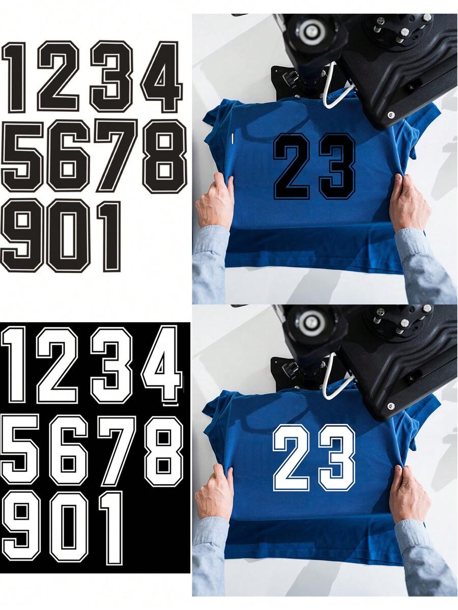 11 Pcs Number Iron On Decals Heat Transfer Vinyl Stickers 7.8 Inch Number White 0-9 Iron On Patches DIY Design For T-Shirt Jersey Team Uniform Sports Basketball Baseball Craft Clothing Decor - Multicolor - View 1