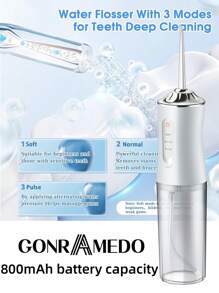 4-In-1 Electric Oral Care Cleaning Water Flosser, Pink Color, Power Dental Flossers USB Rechargeable, 3 Modes, 4 Nozzles, 220ml Water Tank, IPX7 Waterproof, Portable For Home/Travel, Ideal Gift For Men And Women - 白色 - 查看 4