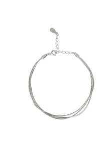 1 pieza Elegante cadena de collar y brazalete de acero inoxidable multicapa de plata, estilosa y versátil, perfecta para aniversarios, el Día de San Valentín y el uso diario
