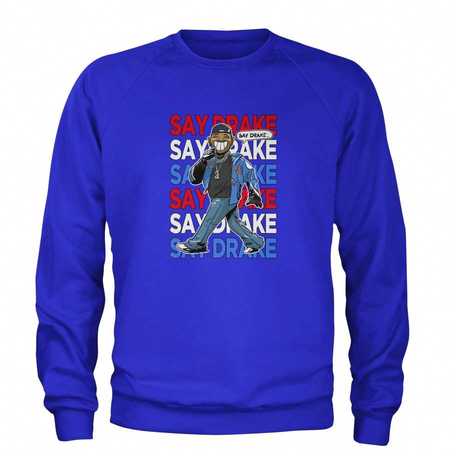 Say Drake Smiling Meme Mustard Adult Crewneck Sweatshirt - Royal Blue - View 1