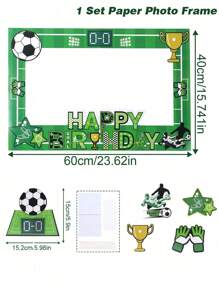 一套足球主题纸质相框，生日快乐足球拍照道具，足球主题生日派对用品，足球相框，生日装饰，节日派对用品，足球主题拍照道具，足球派对装饰