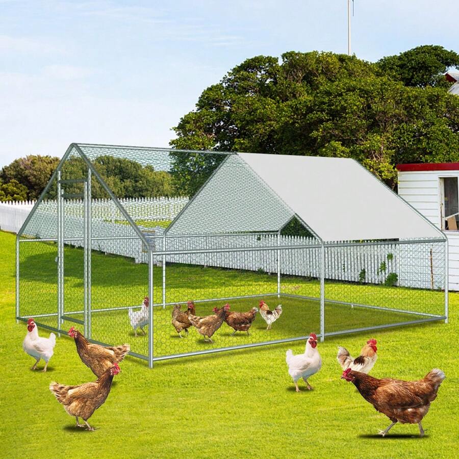 13ft X 10ft Metal Chicken Coop Walk-In Chicken Run With Waterproof ...