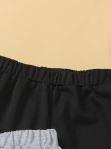 Set informal de 3 piezas de shorts de cintura elástica para niña preadolescente, con estampado de letras y rayas, para verano