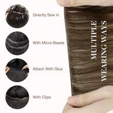 Genius Weft Human Hair Extensions Salon Quality Seamless Sew In Hair Extensions One Piece 50G Straight Hand Tied Invisible Genius Weft Easy To Style Real Human Hair