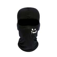 Multifunctional Graffiti Logo Balaclava Hat, Suitable For Cycling, Fishing, Skiing, Hiking - Knitted Nylon & Spandex, Hand Washable, Black
