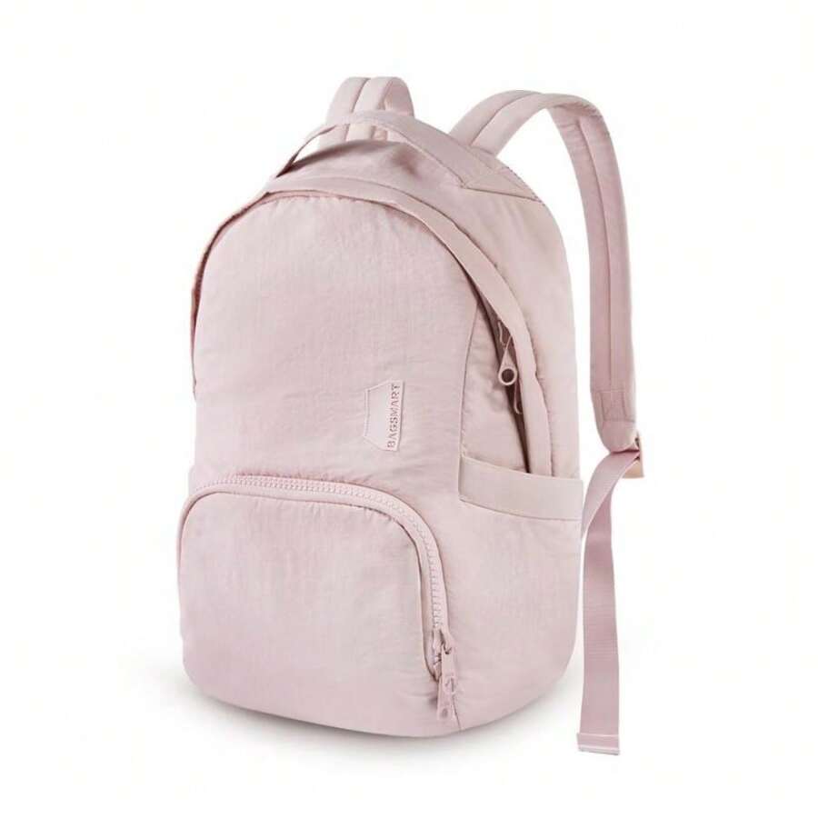 BAGSMART Fashion Backpack 13 Inch Womens Travel Backpack College School Backpacks[Size: 11.5"L X 5.7"W X 15.5"H Inch] - 粉色 - 查看 1