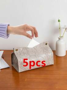 1pc/2pcs/5pcs/10pcs Solid Color Floral Pattern Paper Towel Box, PU Leather 3D Embossed Modern Scandinavian V-Shape Waterproof Desktop Vertical Tissue Paper Storage Holder, Suitable For Office, Dining Room, Bar, Living Room, Bedroom, Bathroom For Home Kitchen Bedroom Living Room Dining Room, Home Decoration Accessories, Decorative Box,Women Wedding Gift,Summer Travel Holiday Festival Must-Have