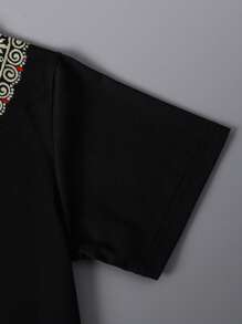 2pcs/Set Boys' Printed Short Sleeve T-Shirt And Shorts Set, Summer Vacation Casual Outfit For Toddler And Big Kids - Black - View 4