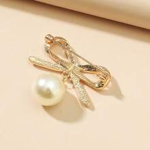 1 件时尚优雅简约百搭迷你珍珠蝴蝶结胸针