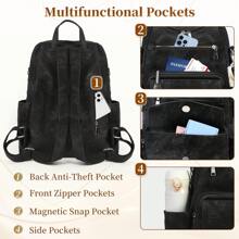 NEWHEY Backpack Purse For Women Fashion PU Leather Backpack For Women Designer Purse Backpack Convertible Women's Backpack Handbags Tote Waterproof Small Backpack Purse For Work Travel Casual, School Backpack - màu đen - Xem 6