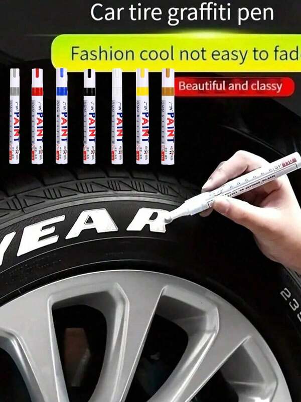 1 pieza Marcador de pintura de aceite para neumáticos de coche, bolígrafo retocador creativo y personalizado para la banda de rodadura del coche
