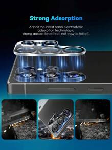 3 件相机镜头保护膜,适用于三星 Galaxy S25 Ultra,9H 钢化玻璃镜头盖,防刮擦,兼容闪光灯和夜间摄影,生日、家人、朋友礼物镜头保护膜,手机配件防水防震防摔防摔防指纹全覆盖 - 無色 - 查看 6