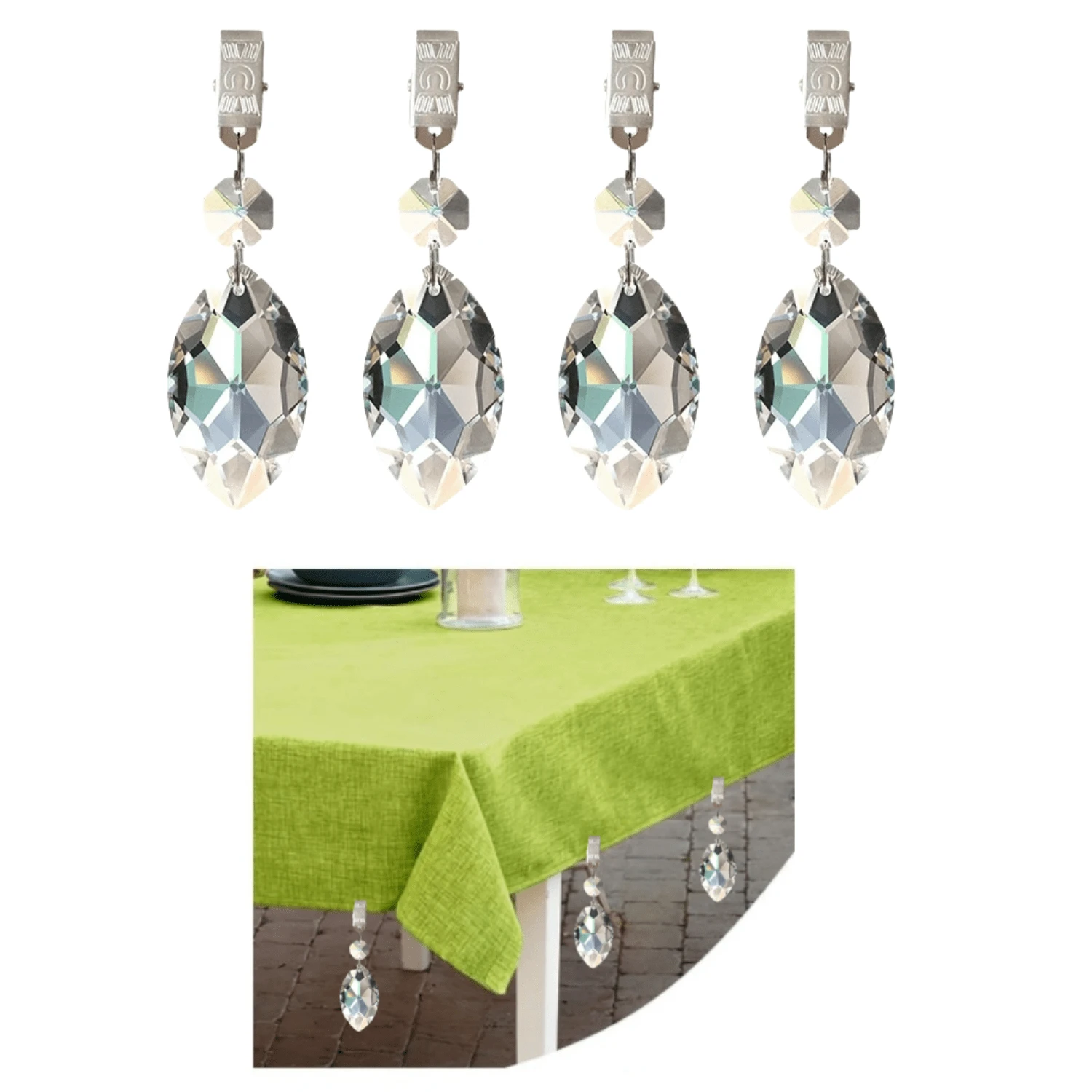 Glarks 10-Piece Rose Gold Tablecloth Weights Set - Crystal Teardrop Prism Clips For Outdoor Picnics & Indoor Decor - View #4