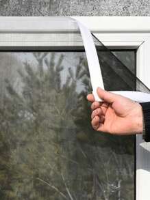 黑白钩环窗纱 - 防蚊防虫、防尘通风、隐形、易于安装且可重复使用的网状网，保护家人健康 - 黑色 - 查看 2