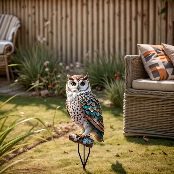 Charming Outdoor Owl Garden Stake - Realistic Resin Animal Lawn Decor, Vibrant Colors, Perfect For Valentine's Day And Modern Backyard Decoration, Owl Home Decor