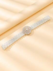 1 chiếc thắt lưng thun ngọc trai trắng, trang trí thanh lịch cho váy, áo cánh, phong cách cung điện tinh tế, đa năng cho mùa hè, mùa thu, mùa thu, Halloween - đai ngọc trai - Xem 6